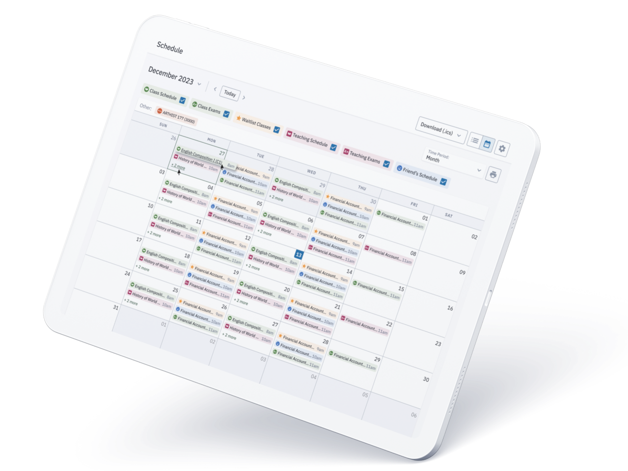 Schedule Builder mockup